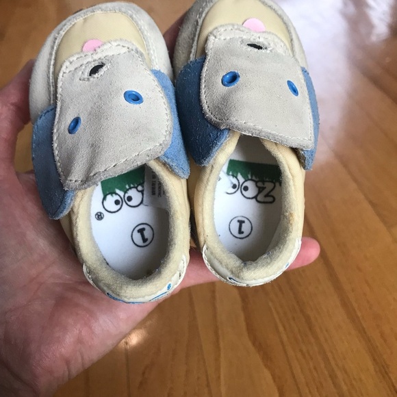 Vintage baby zoo shoes baby puppy dog sneakers tan blue yellow boys size 1 - Picture 13 of 13